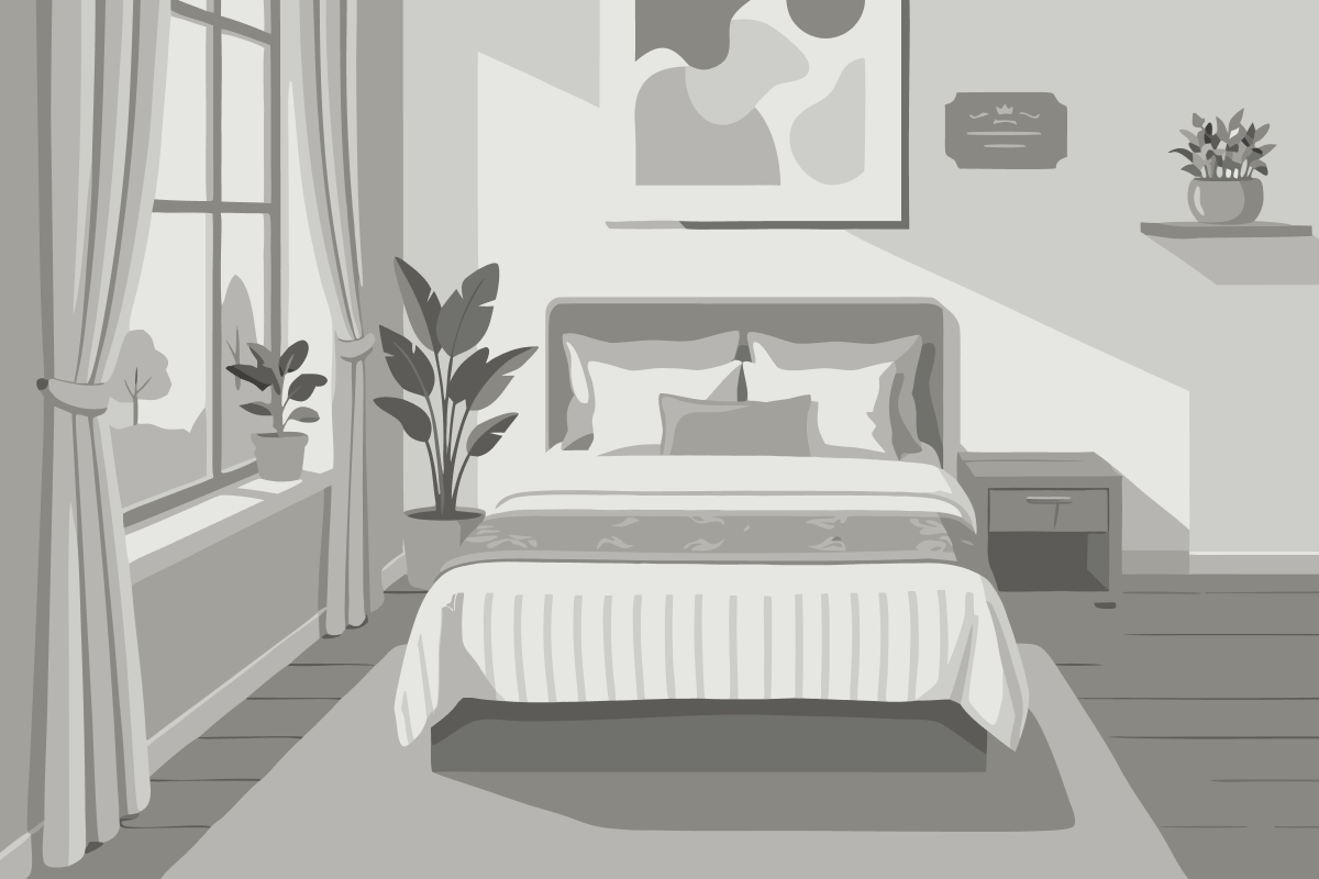 Estudio con cama extragrande y sofá cama